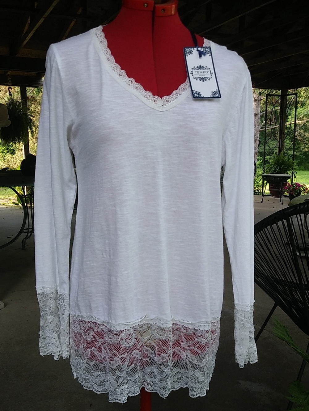 TempoParis Lacy Cotton Blend Top S / M